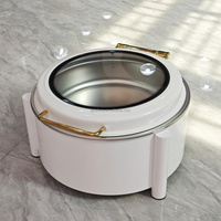 Chauffe-Plat Lefeng Blanc 6L en Acier Inoxydable à Alcool avec Contrôle de Température 60-80°C pour Buffets d'Hôtel et Traiteur