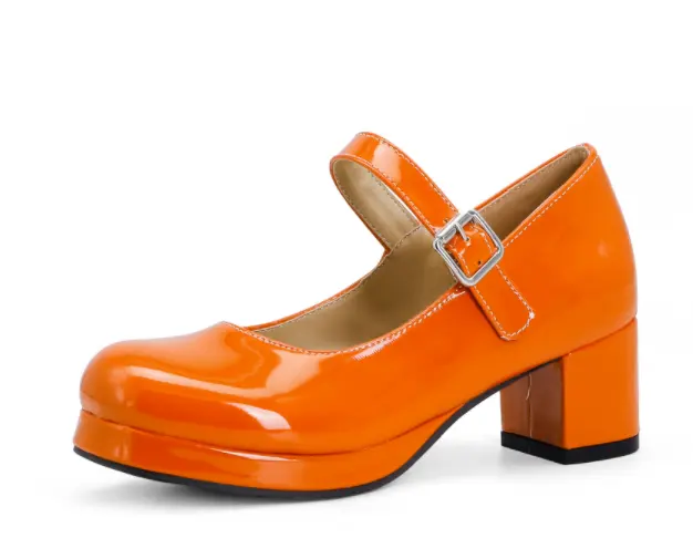XINZI 비 2023 사용자 정의 큰 크기 반짝 PU 상단 라운드 발가락 아이 메리 제인 여성 신발