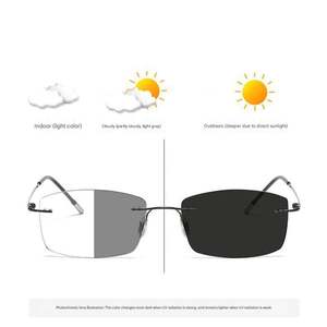 Gafas de Sol Fotocromáticas con Lentes Transparentes que Cambian de Color Amarillo, Montura sin Aro, Anti Luz Azul, para Hombre y Mujer, Moda 2025 - Product Image 3