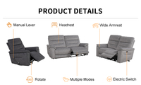 Canapé électrique confortable en tissu au design moderne MANWAH CHEERS, 221 places avec fauteuil inclinable pivotant pour le salon