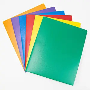 Folder de plástico para dos bolsillos, dos colores surtidos, con bolsillos para presentación profesional o almacenamiento de archivos