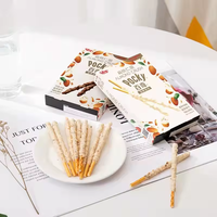 Vente en gros de bâtonnets de biscuits croustillants enrobés de chocolat 48g, biscuits aux fruits et aux noix, boîte de collations asiatiques