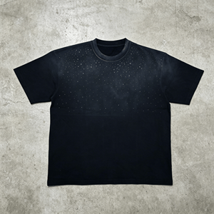 Camisetas Personalizadas de Estilo Urbano con Pedrería, 250 g/m², Camisetas de Cuello Redondo de Manga Corta con Estilo Urbano Hip Hop - Product Image 1