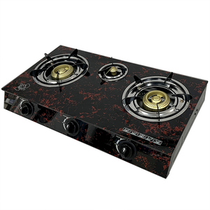 Fornello a <span class=keywords><strong>Gas</strong></span> a 3 Fuochi con Piano in Vetro Temperato e Bruciatori in Ghisa, Prezzo Conveniente per Uso Domestico - Product Image 1