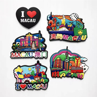 Souvenirs touristiques personnalisés en ployrésine, USA Hongkong Macau caoutchouc PVC souple 3D réfrigérateur aimants Ref