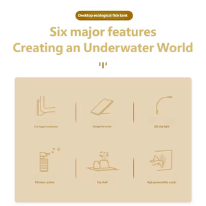 ตู้ปลาตั้งโต๊ะขนาดเล็ก ดีไซน์สร้างสรรค์ สำหรับ<span class=keywords><strong>ปลา</strong></span>ทอง เต่า พร้อมอุปกรณ์ตกแต่งระบบนิเวศแบบรักษ์โลก ขายตรงจากโรงงาน - Product Image 4