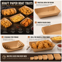 Barquettes jetables en papier kraft à fentes pour frites, poulet frit, snacks et plats à emporter
