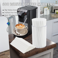 Ensemble de bâtonnets mélangeurs jetables en plastique blanc avec support, pailles à cocktail pour bar, whisky et fournitures de fête à domicile