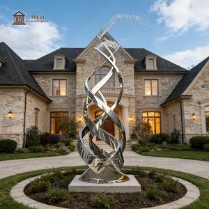 Fuente de Agua en Espiral de Acero Inoxidable de Diseño Moderno y Popular de <span class=keywords><strong>TREVI</strong></span> para la <span class=keywords><strong>Entrada</strong></span> Principal de la Villa - Product Image 4