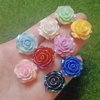 Rinfusa 100 pezzi bagliore In fiore rosa scuro cabochon 20MM luminoso rosa floreale perline a dorso piatto abbellito per la decorazione di album