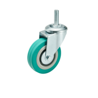Roda Putar 3 Inci Tugas Ringan dengan Rem, Roda Caster Tanpa Poros PVC Biru untuk Troli Furnitur