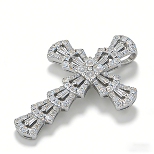 สร้อยคอจี้รูปกางเขนแบบคลาสสิก ชุบทองคำขาว 10K/14K/18K ประดับเพชร CVD ผลิตในห้องปฏิบัติการ ของขวัญสำหรับโอกาสพิเศษ - Product Image 2