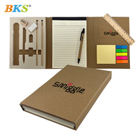 Set de Papelería Ecológica al por Mayor, Caja de Regalo, Artículos Escolares, Carpeta de Papel Kraft, Lápiz, Regla, Bloc de Notas, Regalo Promocional de Oficina