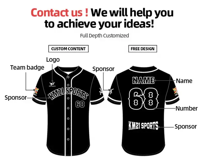 Benutzer definierte Stickerei Baseball Uniform Style Shirt Großhandel Günstige Blank Baseball Jersey Sportswear Shirt