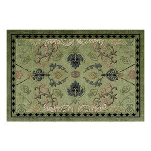 พรมเช็ดเท้าผ้าไหมสีเขียว รูปทรงสี่เหลี่ยมผืนผ้า ลายดอกไม้และเรขาคณิต สำหรับทางเข้าบ้าน ทำความสะอาดง่าย ซัมเมอร์ 2025 - Product Image 3