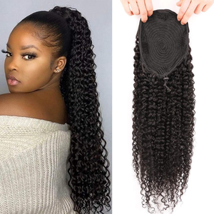 Letsfly Cheap Long Wave Ponytail Extension Magic Paste Heat Resistant Wavy <b>Wrap</b> Around Ponytail <b>Black</b> Hairpiece for Women - Product Image 4