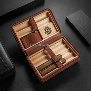 Étui à cigares en cuir à 6 doigts, rectangulaire, portable, pour le voyage, finition mate, design classique, vente en gros - Product Image 2