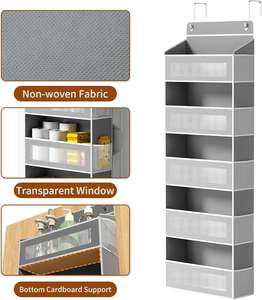 Organizador para Colgar Sobre la Puerta de 5 Niveles con 5 Bolsillos Grandes y 10 Laterales, Estante Colgante de Tela Resistente con Capacidad de Carga de 44 lb - Gris - Product Image 2