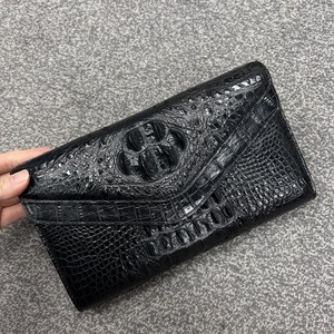 Pochette enveloppe élégante pour femme en peau de crocodile 100% style créateur, sac de soirée chic avec - Product Image 3