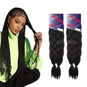 Cheveux synthétiques pré-étirés en gros pour tresses africaines, texture Yaki, <span class=keywords><strong>deux</strong></span> paquets de 48 pouces, 170g - Product Image 1