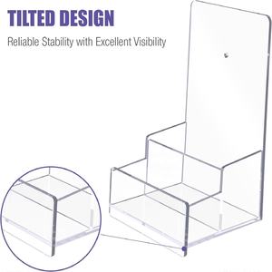 תצוגת חוברות אקריליק שקופה עם מחזיק כרטיסי ביקור מעמד עלון עלון קיר משטח דלפק לחוברות תפריט מגזין - Product Image 3