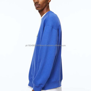 <b>Blue</b> Color Plain Oversized <b>Men</b> Clothing Hoodies Sweatshirts Long Sleeve Breathable Crewneck Pullover Cotton Sweatshirt Basics - Product Image 5