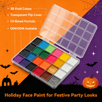 Kit de Maquillage Halloween 20 Couleurs en Gros, Peinture Corporelle à l'Huile avec Pinceau pour Adultes et Enfants, Kit de Maquillage Zombie, Vampire, Sorcière