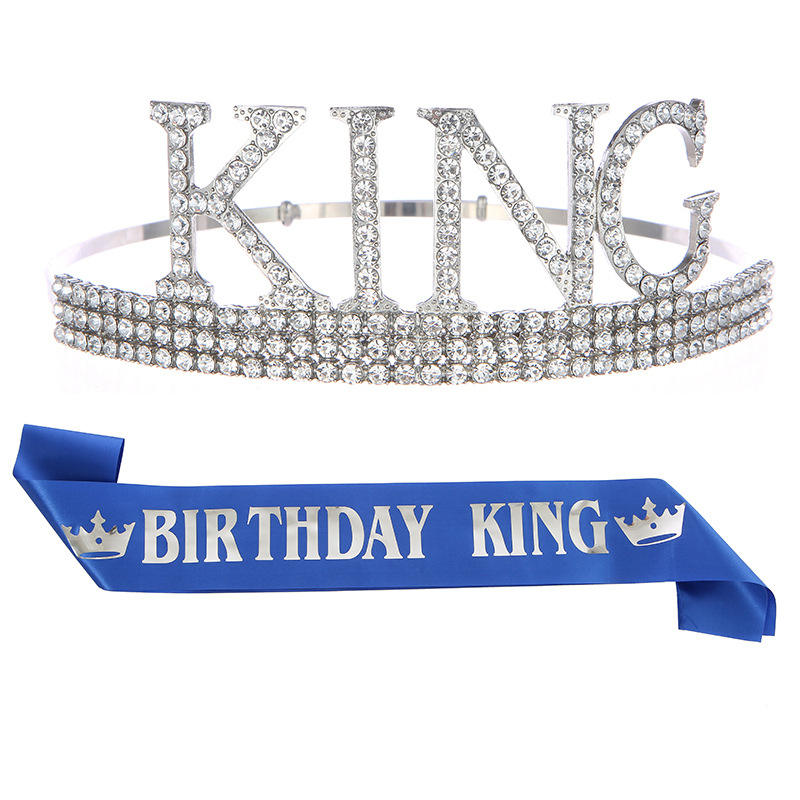 ริบบิ้นสีฟ้าเงินพลอยเทียมใส