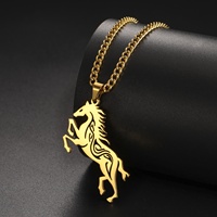 Cheval Creux Pendentif Collier Licorne Surnaturel Amulette Acier Inoxydable Bijoux Cadeau Pour Femme Homme