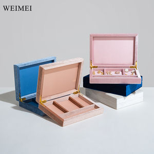 WEIMEI Custom logo Ring Pendant Bracelet <b>Earring</b> Jewelry <b>Box</b> High Quality Baby Blue Velvet Jewelry Set <b>Box</b> - Product Image 1