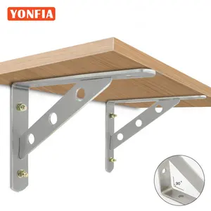 YONFIA 9002 2PCS Stainless Steel Triangle Brackets Wall Shelf Bracket Heavy Support Wall Mounted Bench Table Shelf Bracket