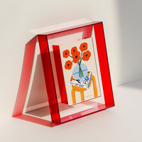 Exquisito Marco de Fotos Acrílico Transparente A4 5 6 7 8 Pulgadas, Soporte de Exhibición de Escritorio Minimalista y Elegante, Diseño de Animales/Flores, 8 Colores