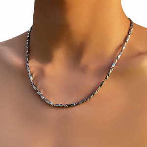 <span class=keywords><strong>Collier</strong></span> en titane Mobius Ring pour homme, design tendance et original, style sportif, chaîne de clavicule hip-hop pour couple, bambou - Product Image 1