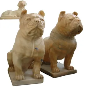 Marmer Hond Standbeelden Tuin Decoratieve Stenen Standbeeld Outdoor Tuin Bull Hond Standbeelden