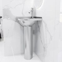 Évier mural triangulaire moderne en acier inoxydable 304 avec poignée de robinet joystick facile à nettoyer pour salle de bain