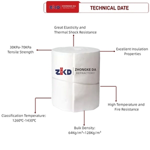 Ceramic Fiber Blanket 1260/1430/1600 For High-Temperature Furnace &amp; Kiln Lining | Fireproof Refractory <strong>Insulation</strong> Material - Product Image 2