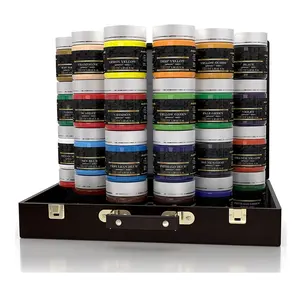100ml एक्रिलिक पेंट सेट 24non-toxic एक्रिलिक पेंट रंग के साथ भंडारण बॉक्स पर पेशेवर कलाकार एक्रिलिक पेंट चमड़े