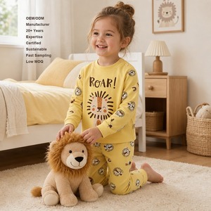 Ensemble de pyjamas unisexes en coton pour enfants Pyjamas d'été imprimés pour filles-Vente en gros de vêtements pour enfants - Product Image 1