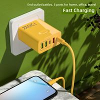 Chargeur secteur GaN 120W à lumière bleue linéaire, prise de charge rapide PD 20W, norme EU/US/UK 5V 2A pour téléphone portable
