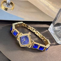 Bracelet de montre décontracté pour femme LP81 avec cadran simple en alliage, orné de strass et de diamants carrés, mouvement à quartz