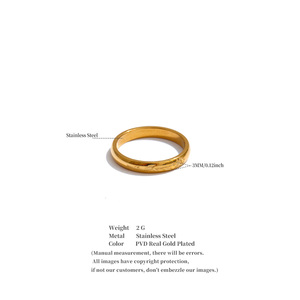 <span class=keywords><strong>Anello</strong></span> JINYOU 7264 Taglia 678 in Acciaio Inossidabile Placcato Oro Impermeabile con Motivo Floreale Inciso, Fascia Sottile da 3mm - Product Image 6