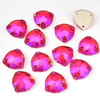 OLeeya Sparkle Premium 5A Strass à coudre à dos plat, en verre biseauté, forme triangle large, grands cristaux pour bijoux