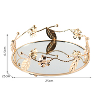 Plateau de rangement miroir sculpté en forme de branche, style luxe léger, pour cosmétiques et service de pain, artisanat métallique, décoration intérieure personnalisée, cadeau