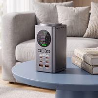 Pengisi Daya Cepat GaN 100W 60W 20W Dengan Layar Pintar, Adaptor 7-in-1 untuk Penggunaan Desktop Dalam Ruangan