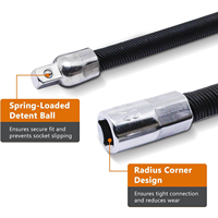 Jeu d'extensions flexibles pour clé à douille, 1/2 ", 3/8 ", 1/4 ", noires, 3 pièces
