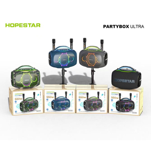 HOPESTAR Partybox Ultra 550W, enceinte portable sans fil de grande puissance pour l'extérieur, Bluetooth BT5.4, haut-parleur de basse pour guitare avec deux microphones - Product Image 1
