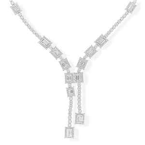 Collar de tenis tipo lariat de plata 925 con moissanita de corte gota, elegante joyería nupcial para boda, regalo para amante, estilo de moda - Product Image 2