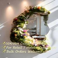 Miroir décoratif en mousse personnalisé, fleurs artificielles pour la décoration intérieure d'hôtels, cafés et magasins de détail