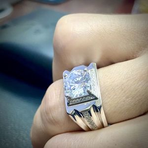 Fashion Korean Style Hot Selling 925 Silver <strong>3</strong> <strong>Carat</strong> Moissanite Wedding <strong>Rings</strong> for Men - Product Image 5