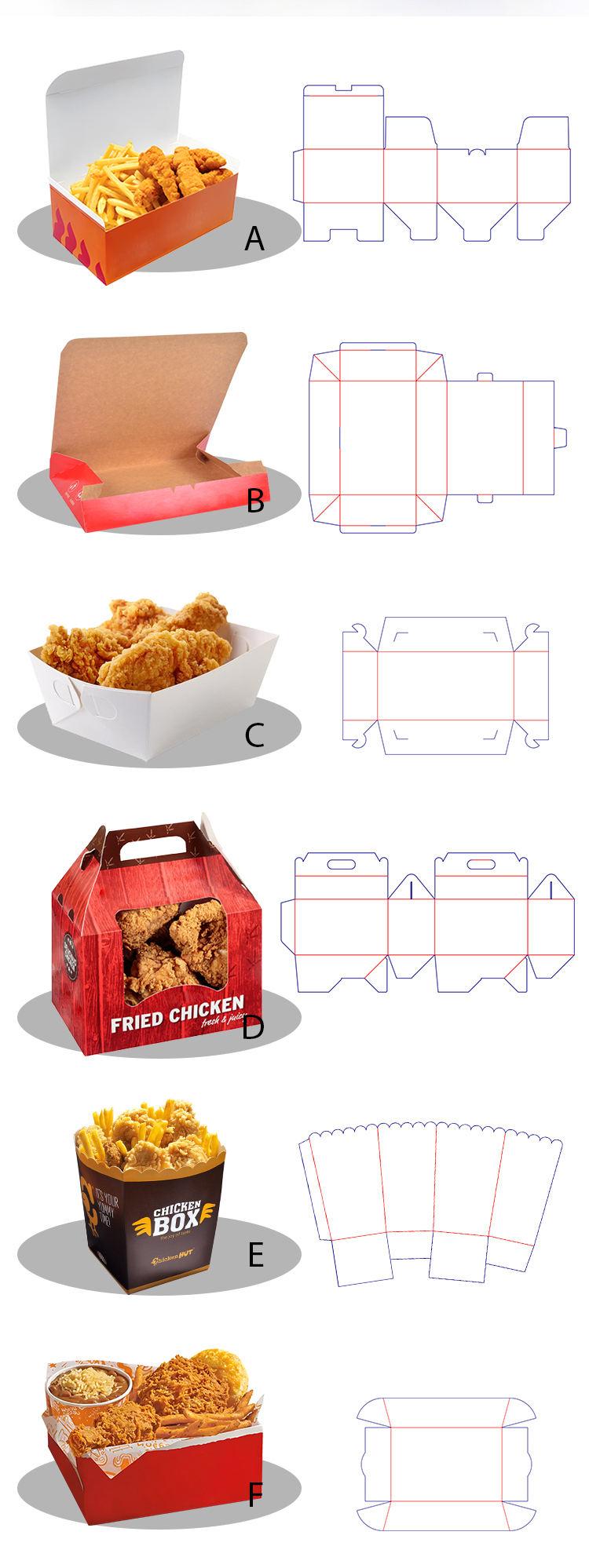 mini burger compartment paper box